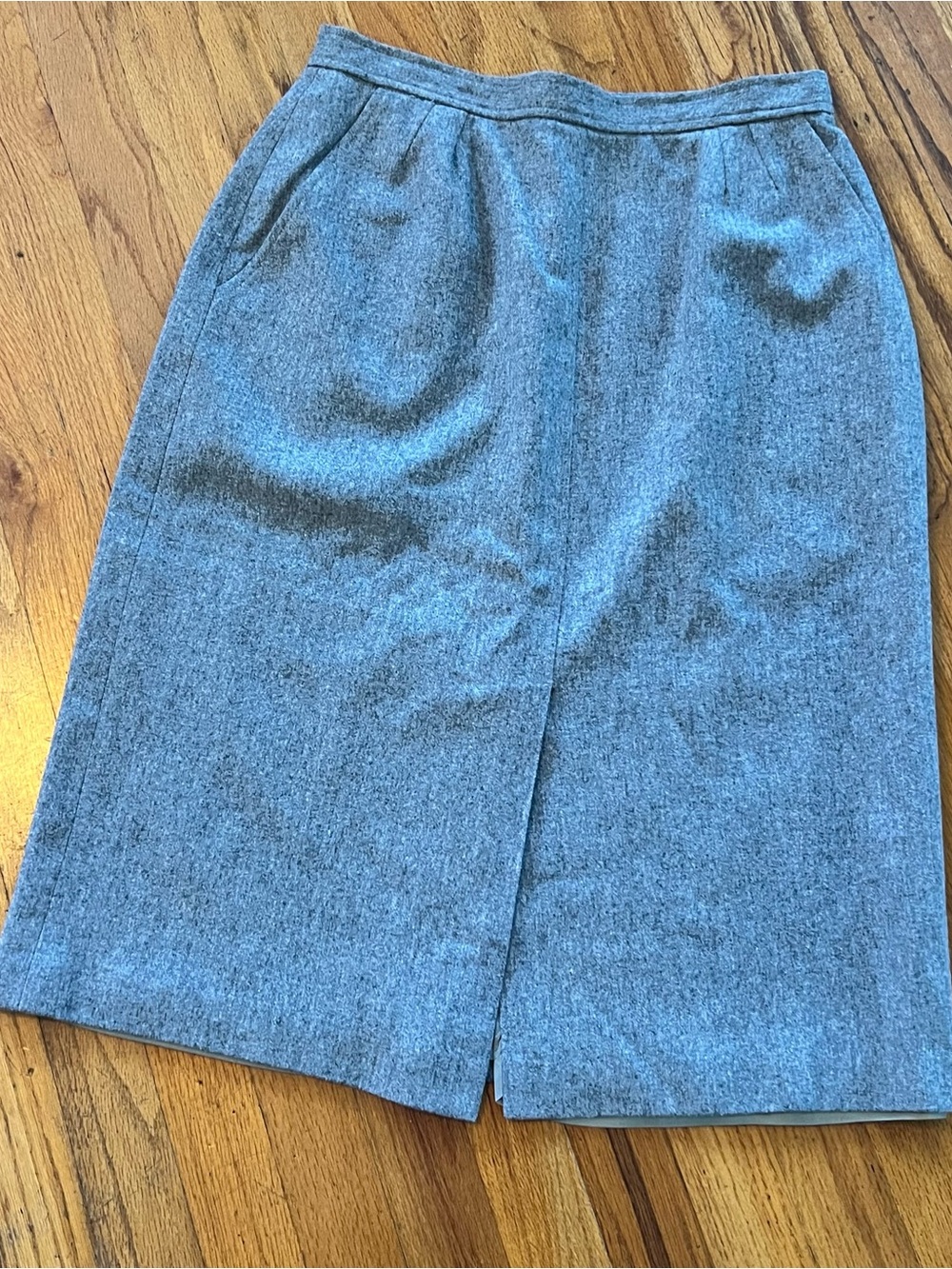 Evan Picone Gray Midi Pencil Skirt with Front Slit